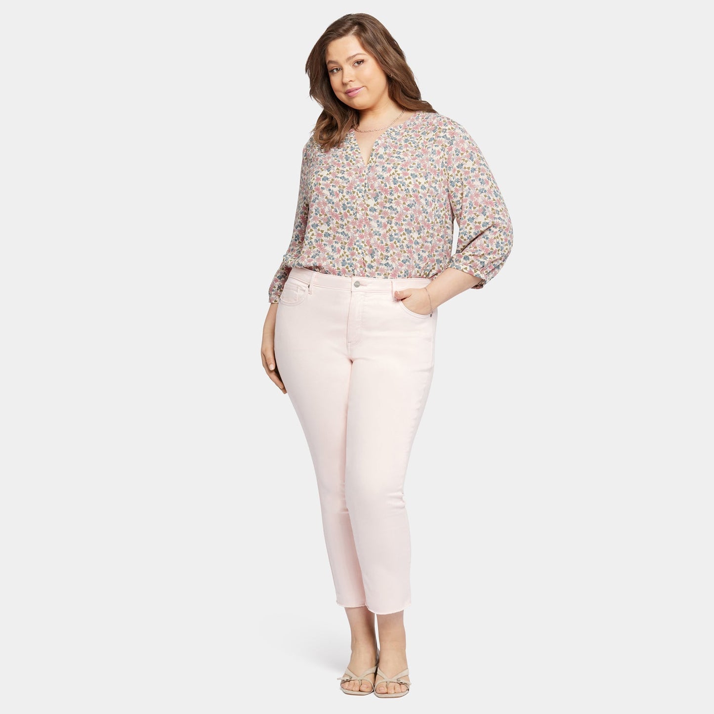 Sheri Slim Ankle Jeans In Plus Size - Carnation