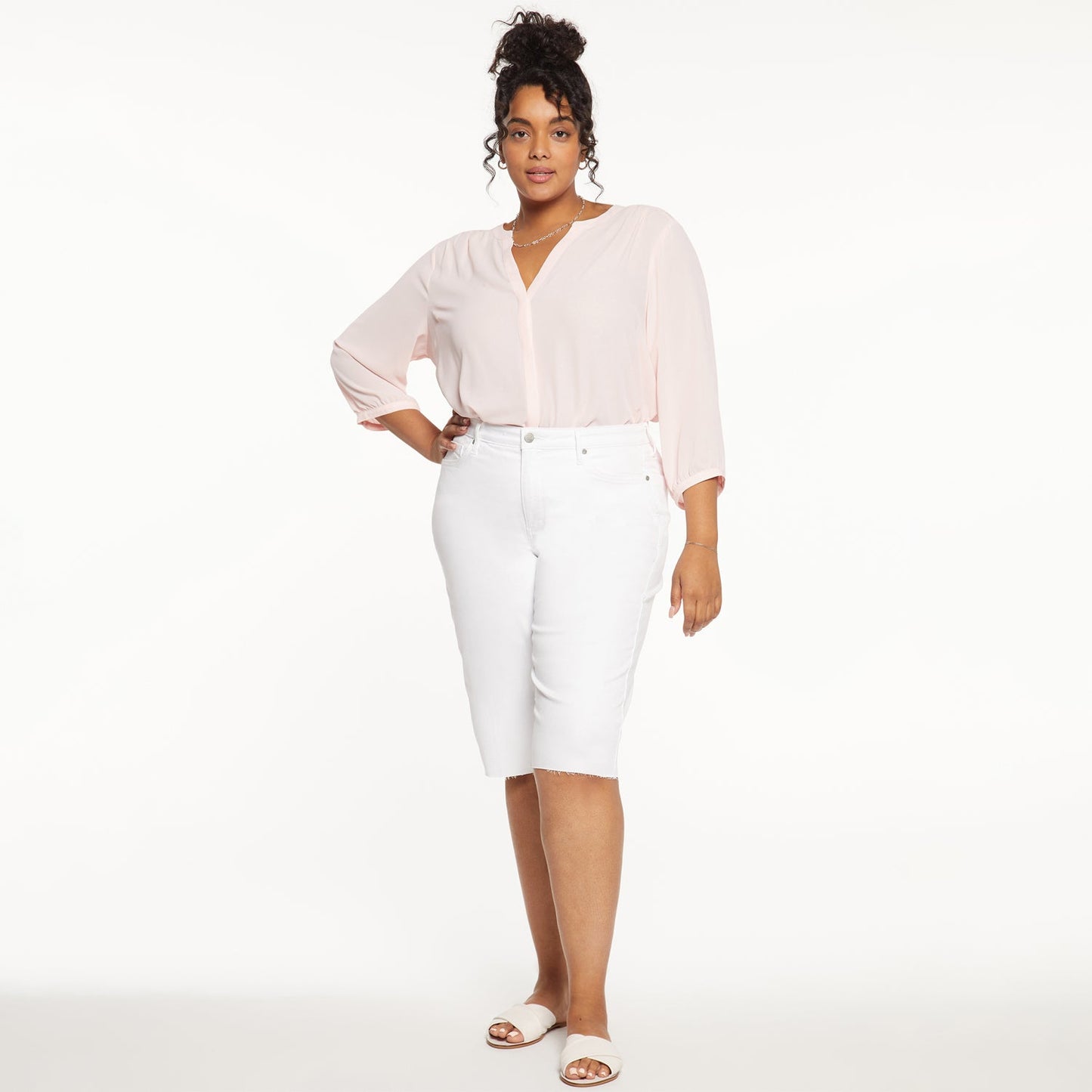 Kristie '80s Bermuda Denim Shorts In Plus Size - Optic White