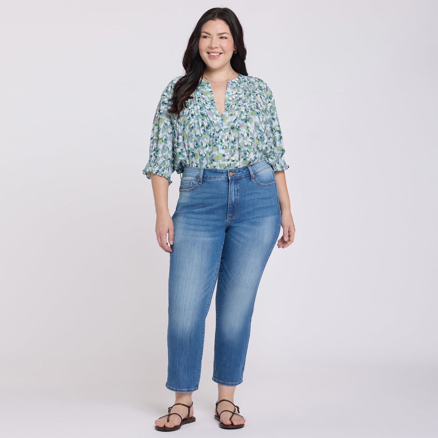Marilyn Straight Ankle Jeans In Plus Size - Pacifica