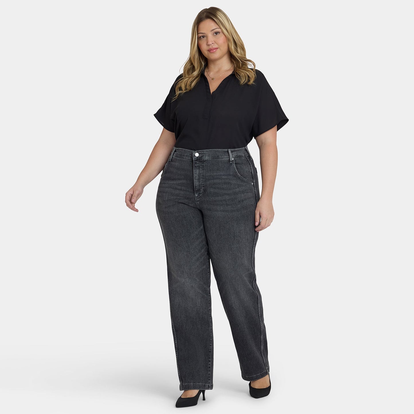 Brooke Loose Straight Jeans In Plus Size - Vintage Noir