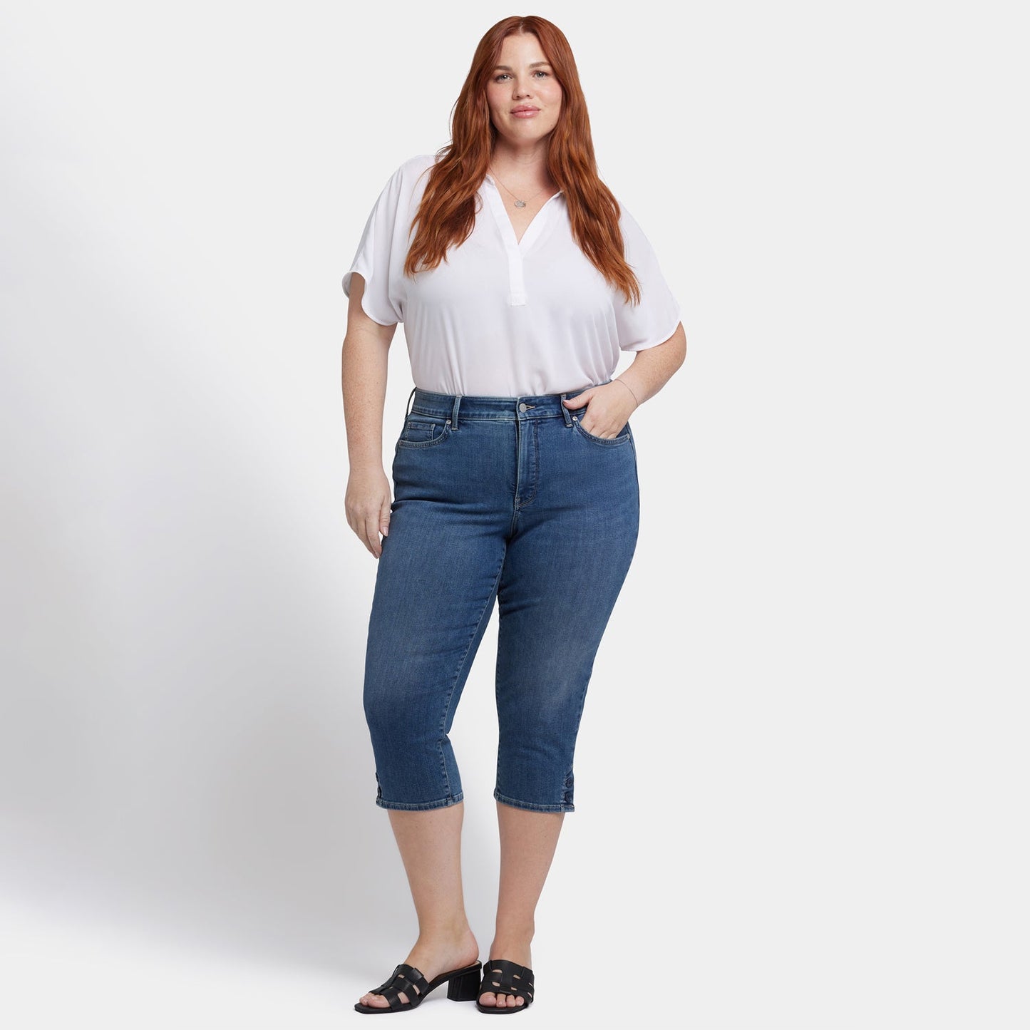 Marilyn Straight Crop Jeans In Plus Size - Valencia Surf