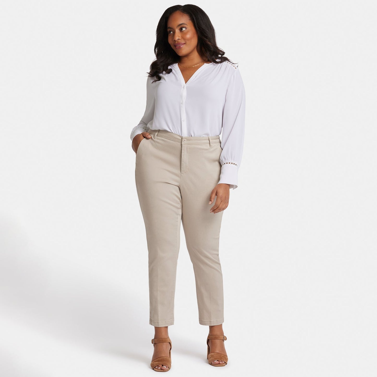 Sadie Slim Pants In Plus Size - Feather