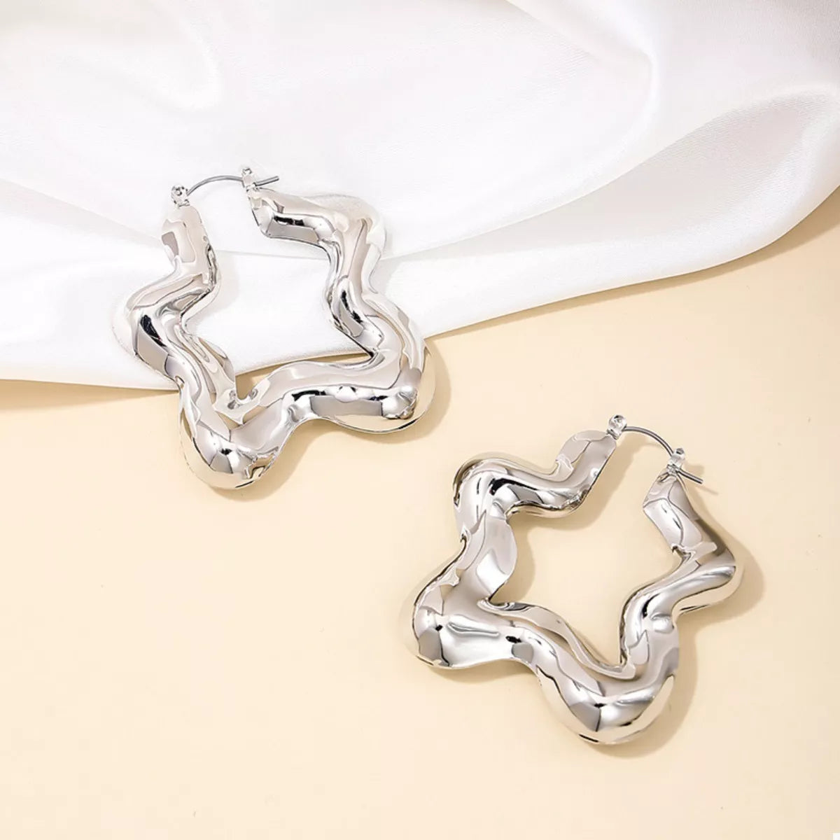 Star Shaped Hoop Earrings