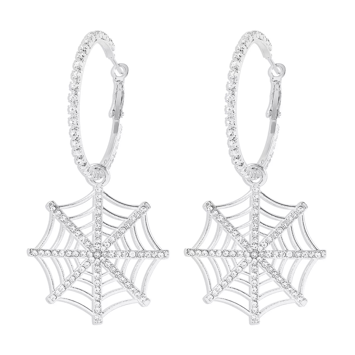 Spider Web Dangle Hoop Earrings