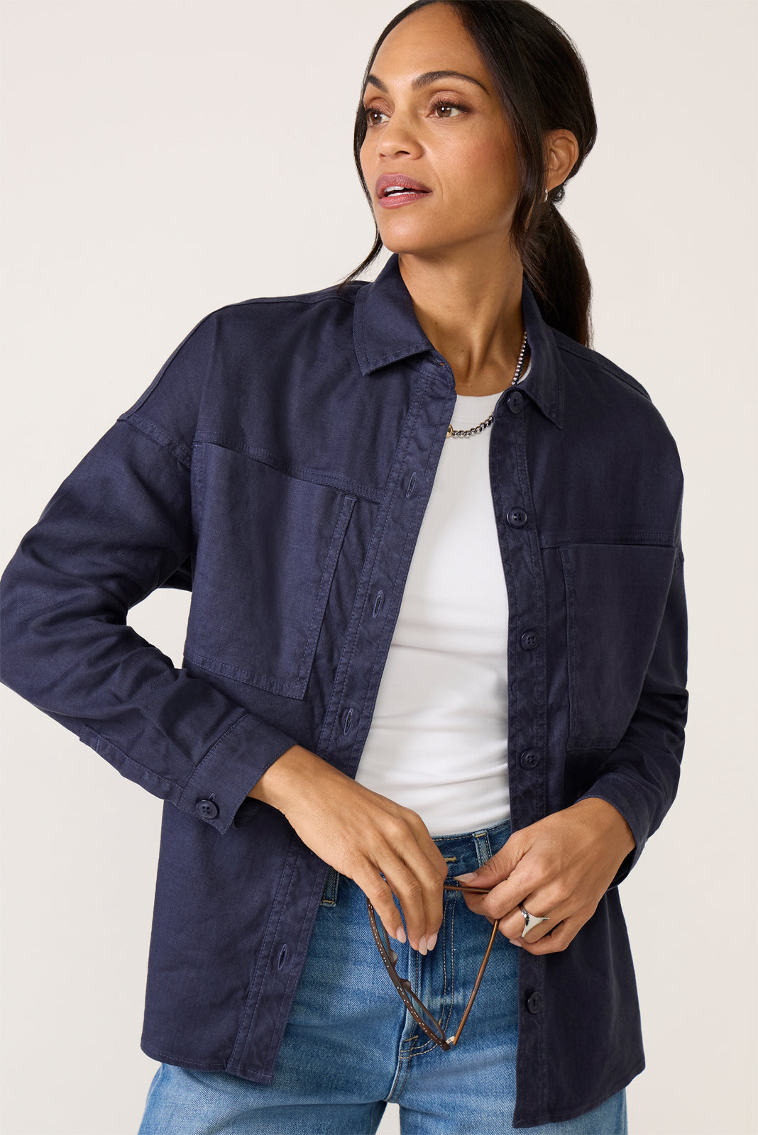 Frankie Stretch Linen Long Shacket