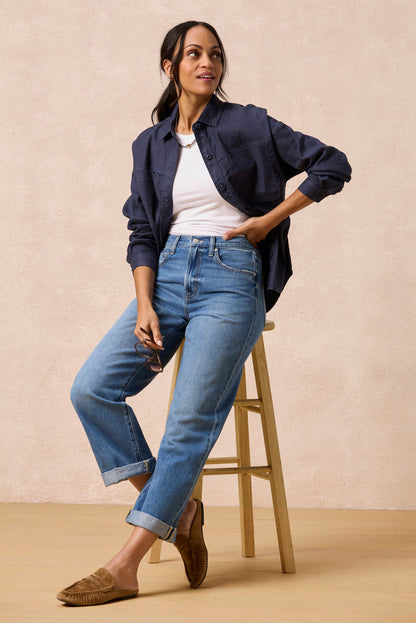 Frankie Stretch Linen Long Shacket