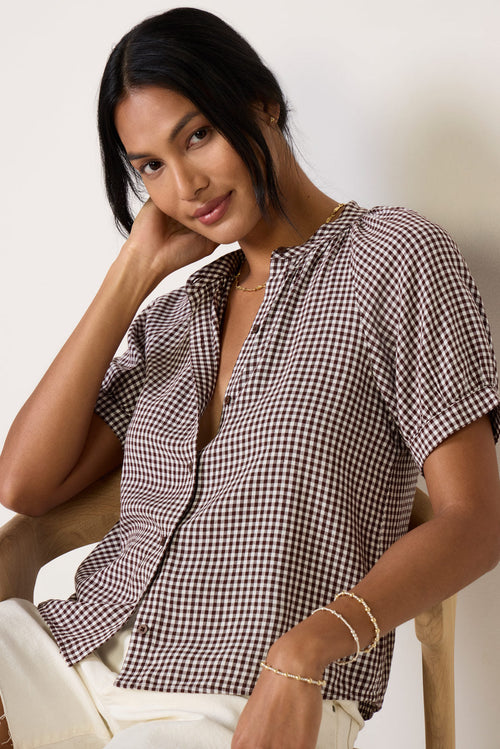 Gingham Raglan Blouse