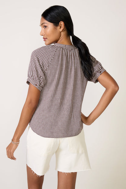 Gingham Raglan Blouse
