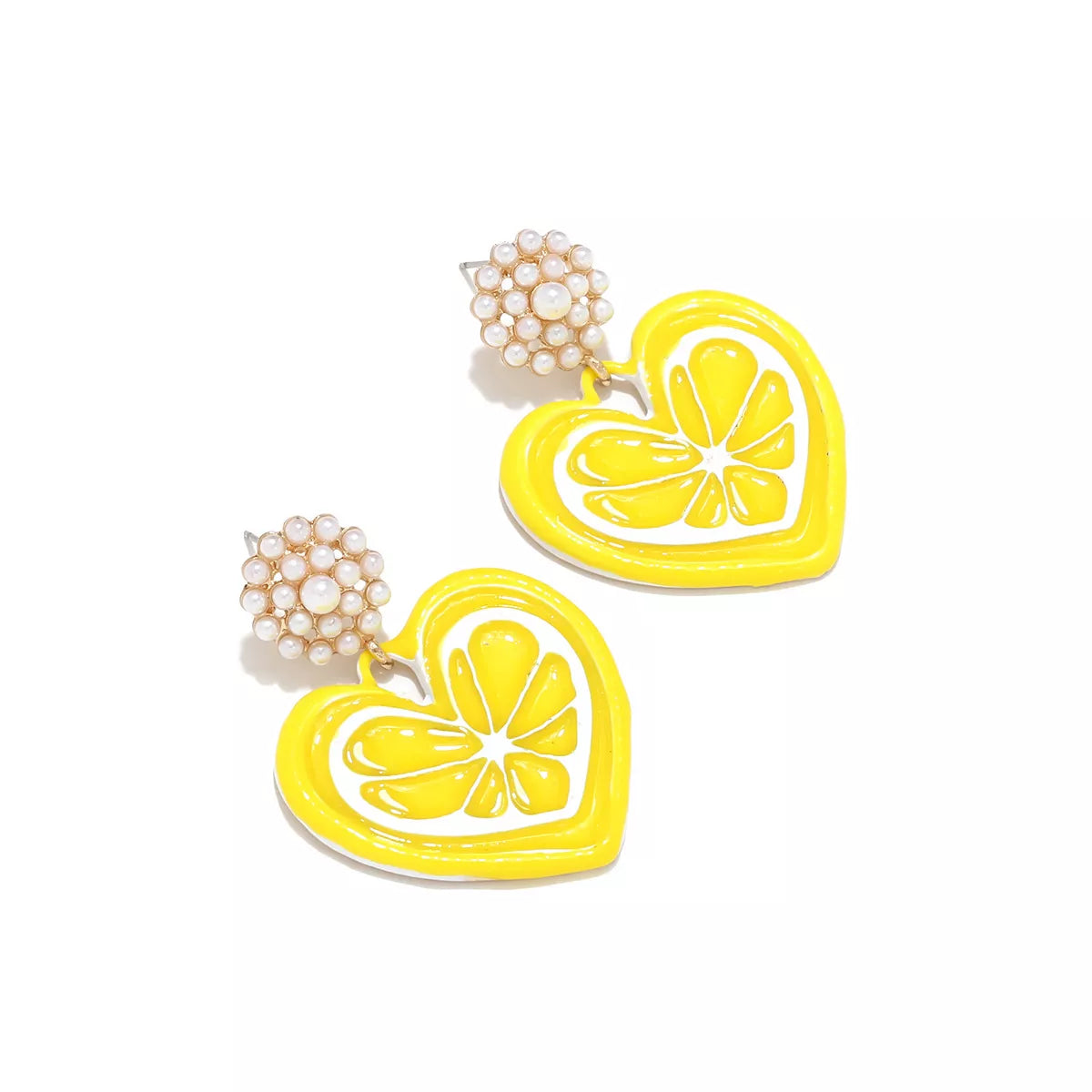 Heart Dangle Earrings with Pearl Accent