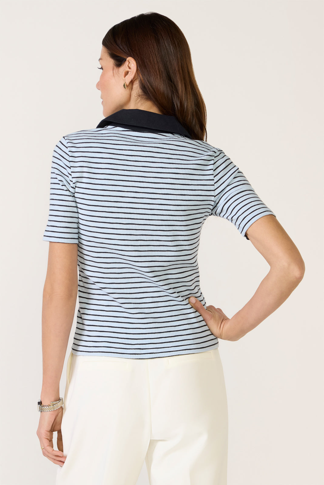 Catie Ribbed Polo Top
