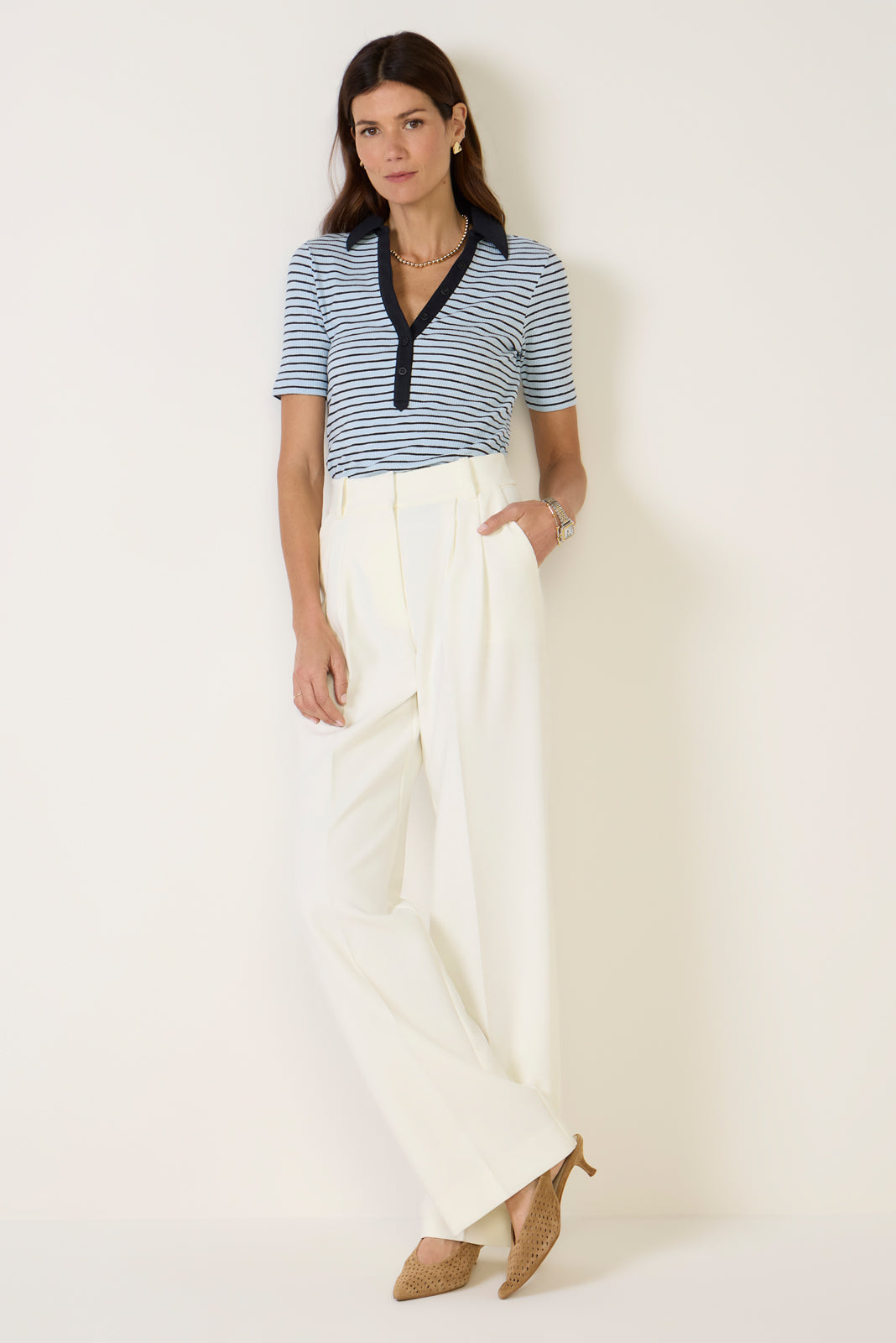 Catie Ribbed Polo Top