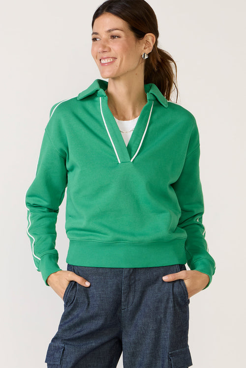 Elsie Piped Polo Sweatshirt