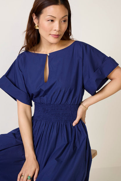 Coastal Poplin Elia Smocked Dress