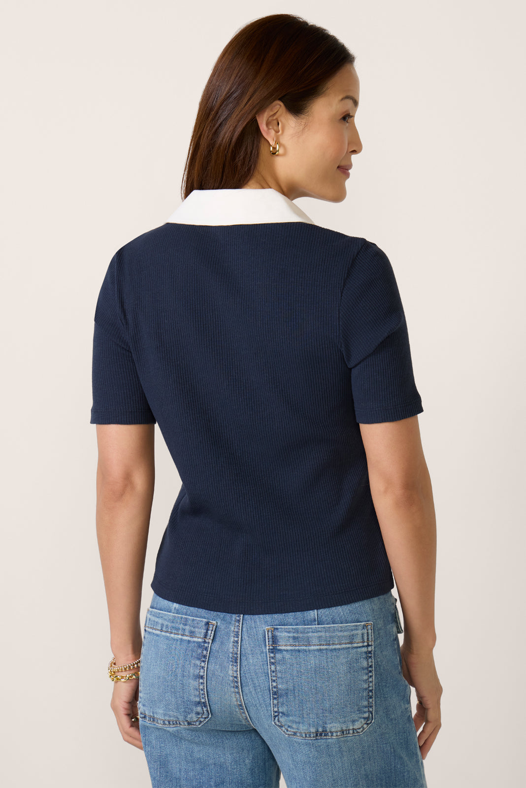 Catie Ribbed Polo Top