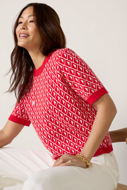 Clara Geo Short Sleeve Sweater Tee