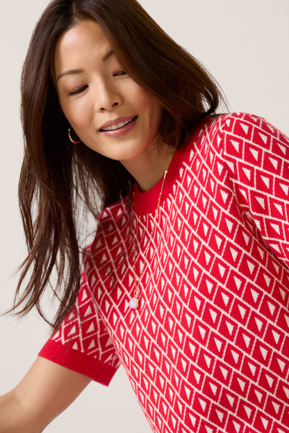Clara Geo Short Sleeve Sweater Tee