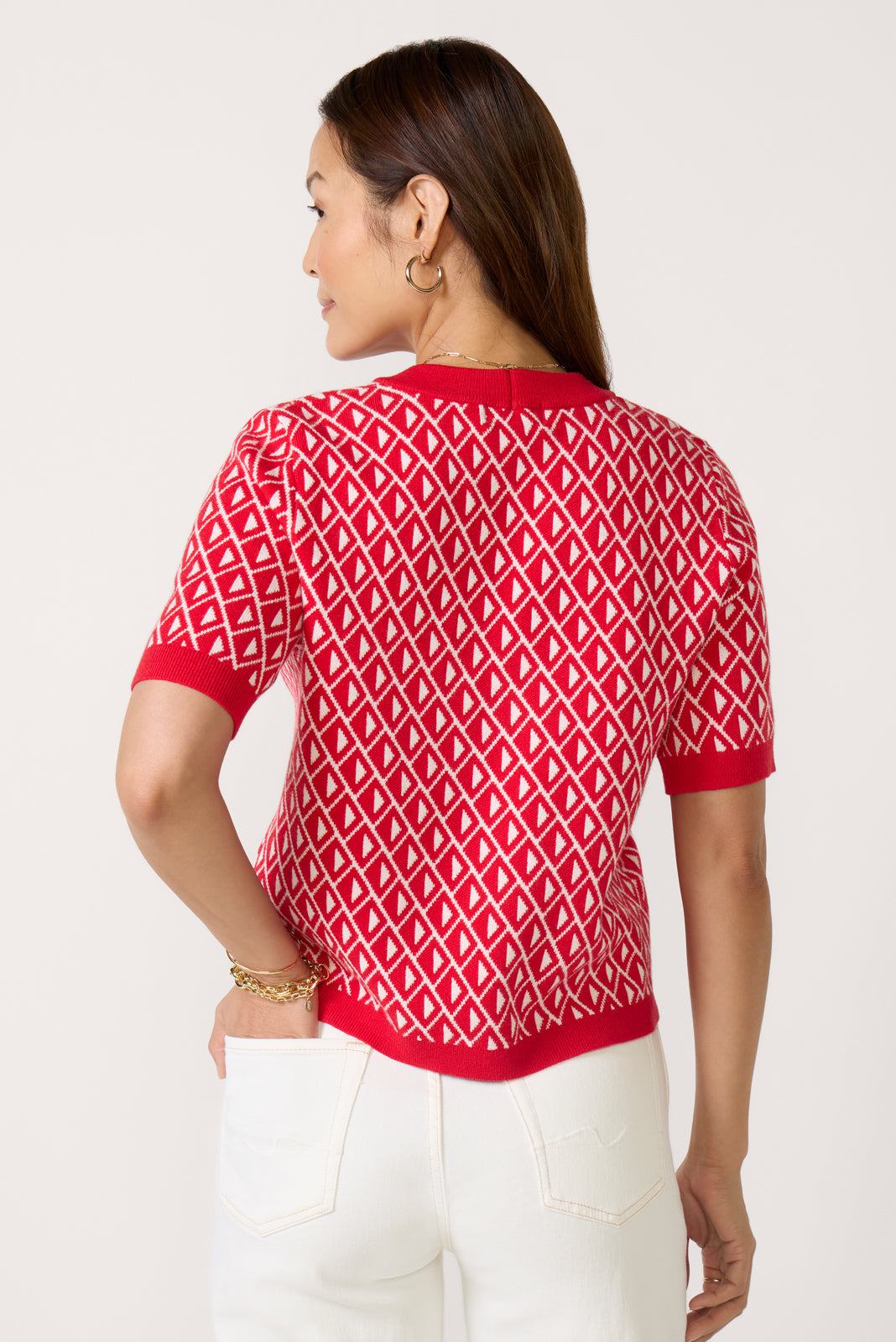 Clara Geo Short Sleeve Sweater Tee