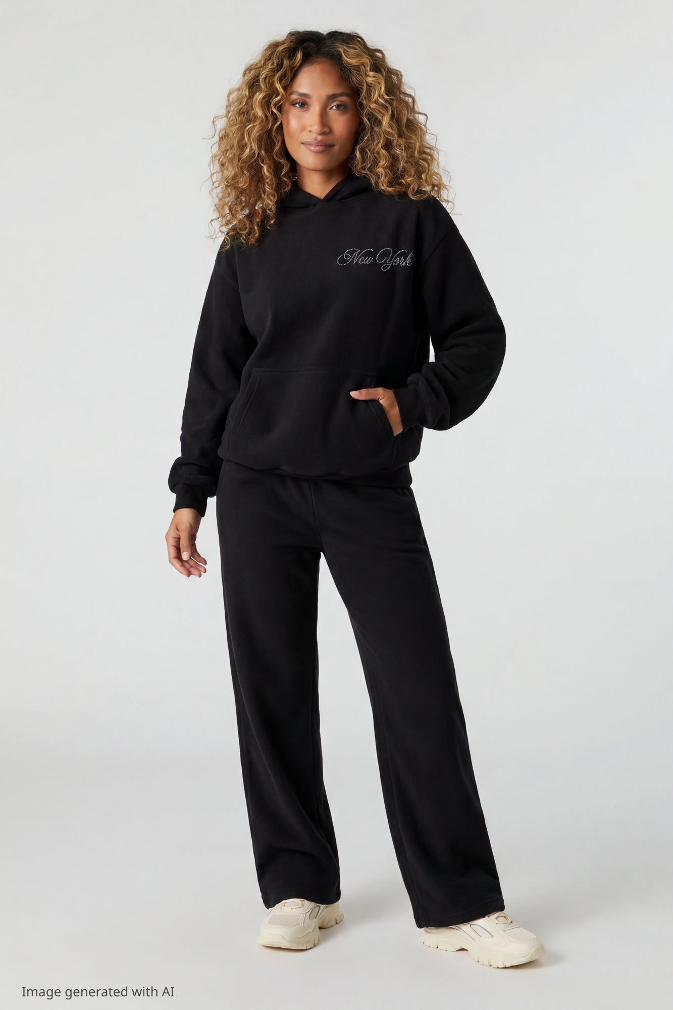 Fleece Rhinestone Hoodie