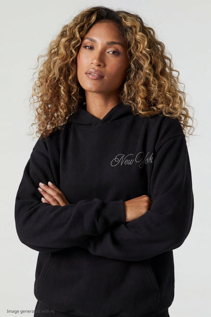 Fleece Rhinestone Hoodie