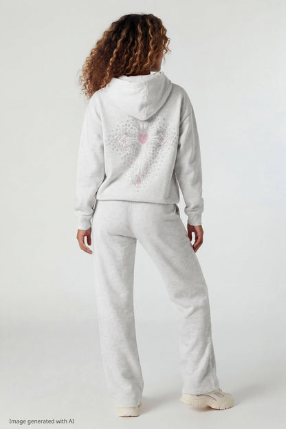 Fleece Rhinestone Hoodie