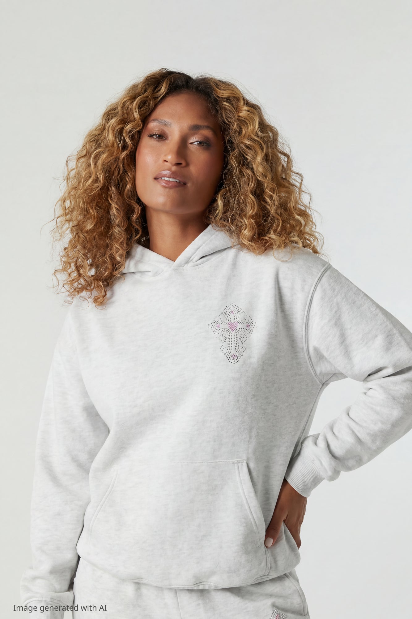 Fleece Rhinestone Hoodie
