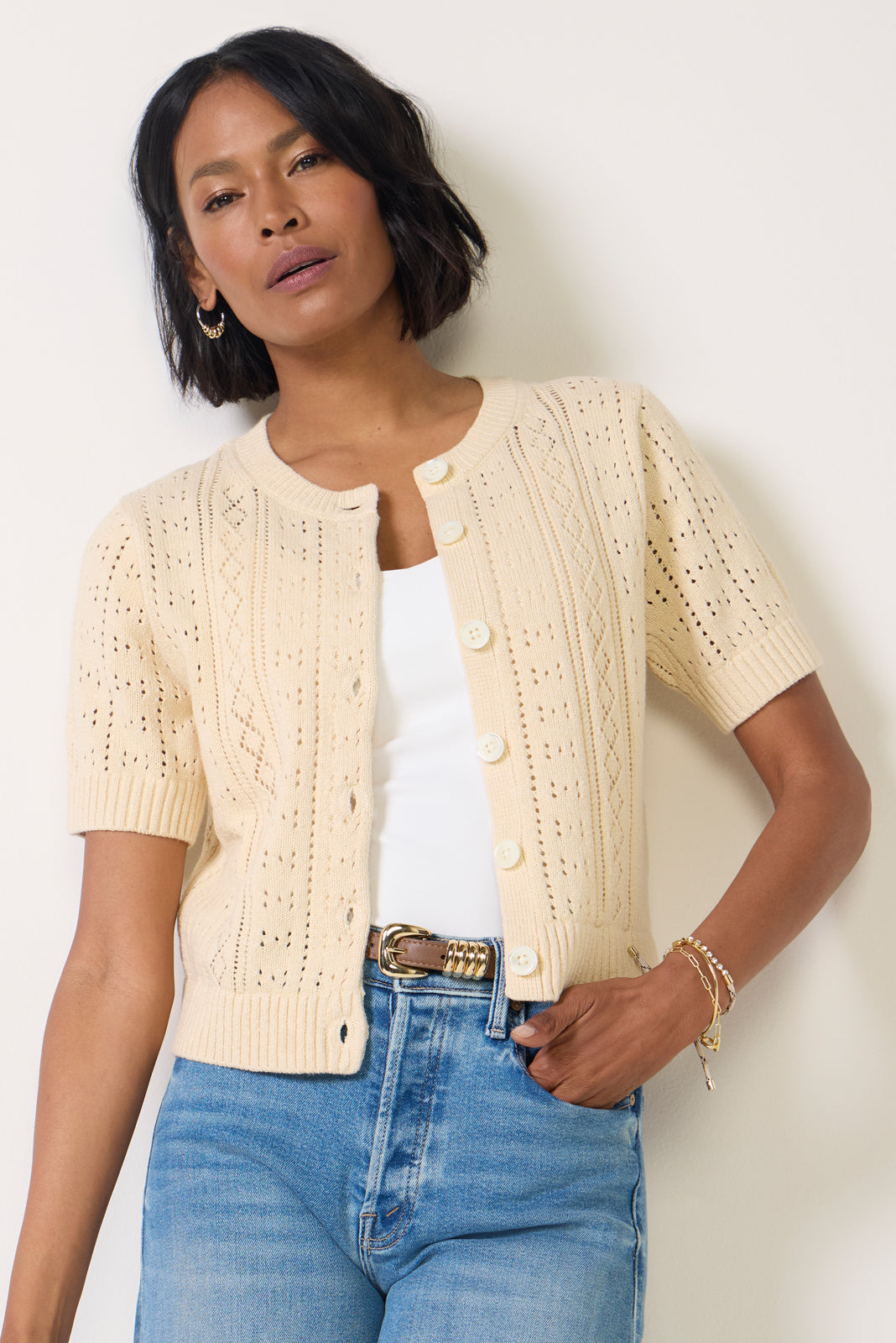 Elle Pointelle Cardigan