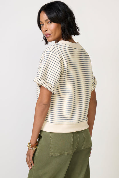Briggs Stripe V Neck Sweatshirt