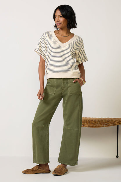 Briggs Stripe V Neck Sweatshirt
