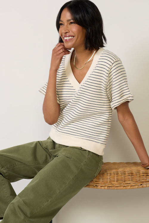 Briggs Stripe V Neck Sweatshirt