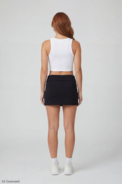 Drawstring Waist Mini Skirt