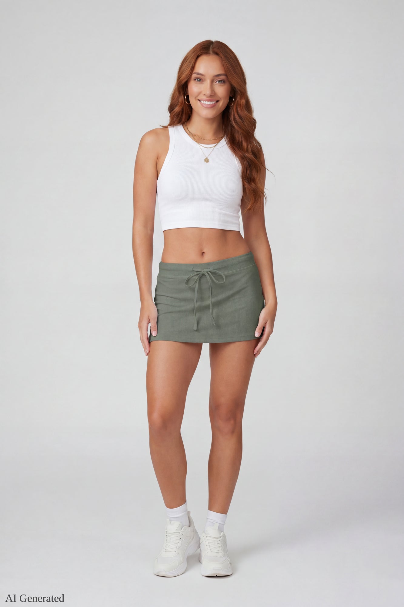 Drawstring Waist Mini Skirt