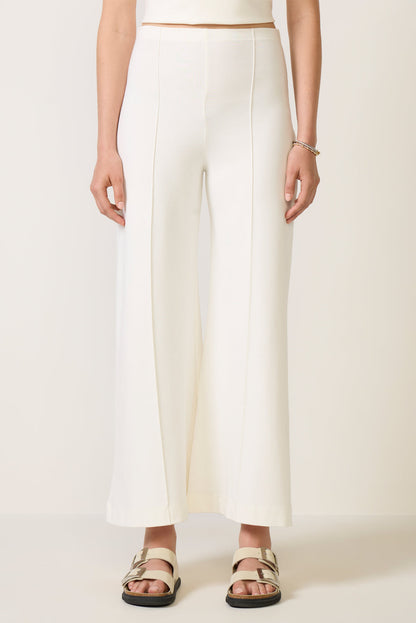 Cropped Ponte Knit Wide Leg Pant