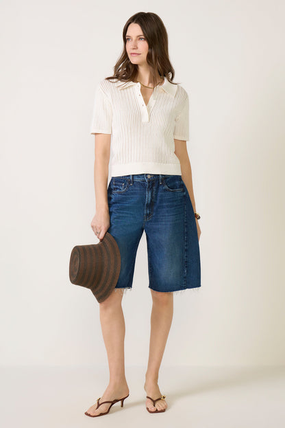 Dehlia Open Stitch Polo Sweater