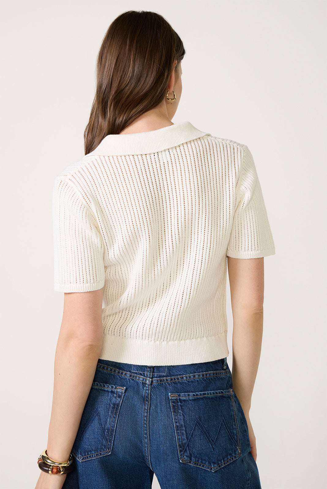 Dehlia Open Stitch Polo Sweater