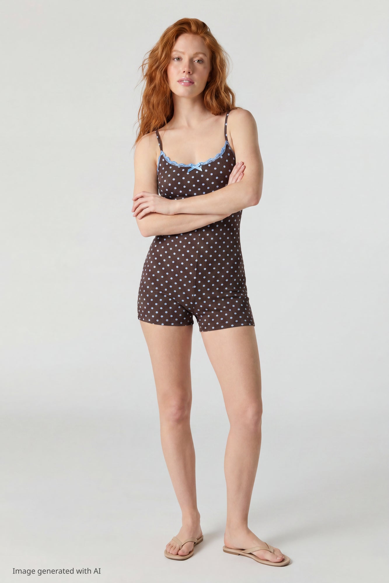 Soft Ribbed Lace Trim Romper