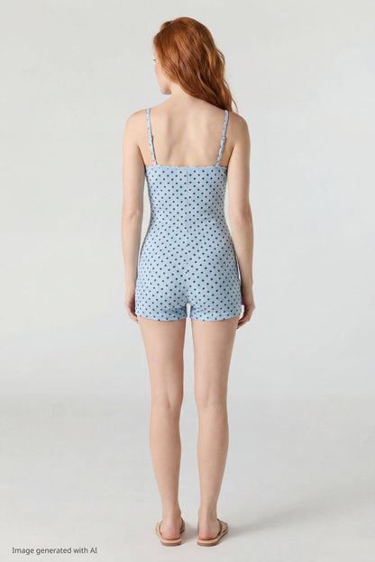 Soft Ribbed Lace Trim Romper