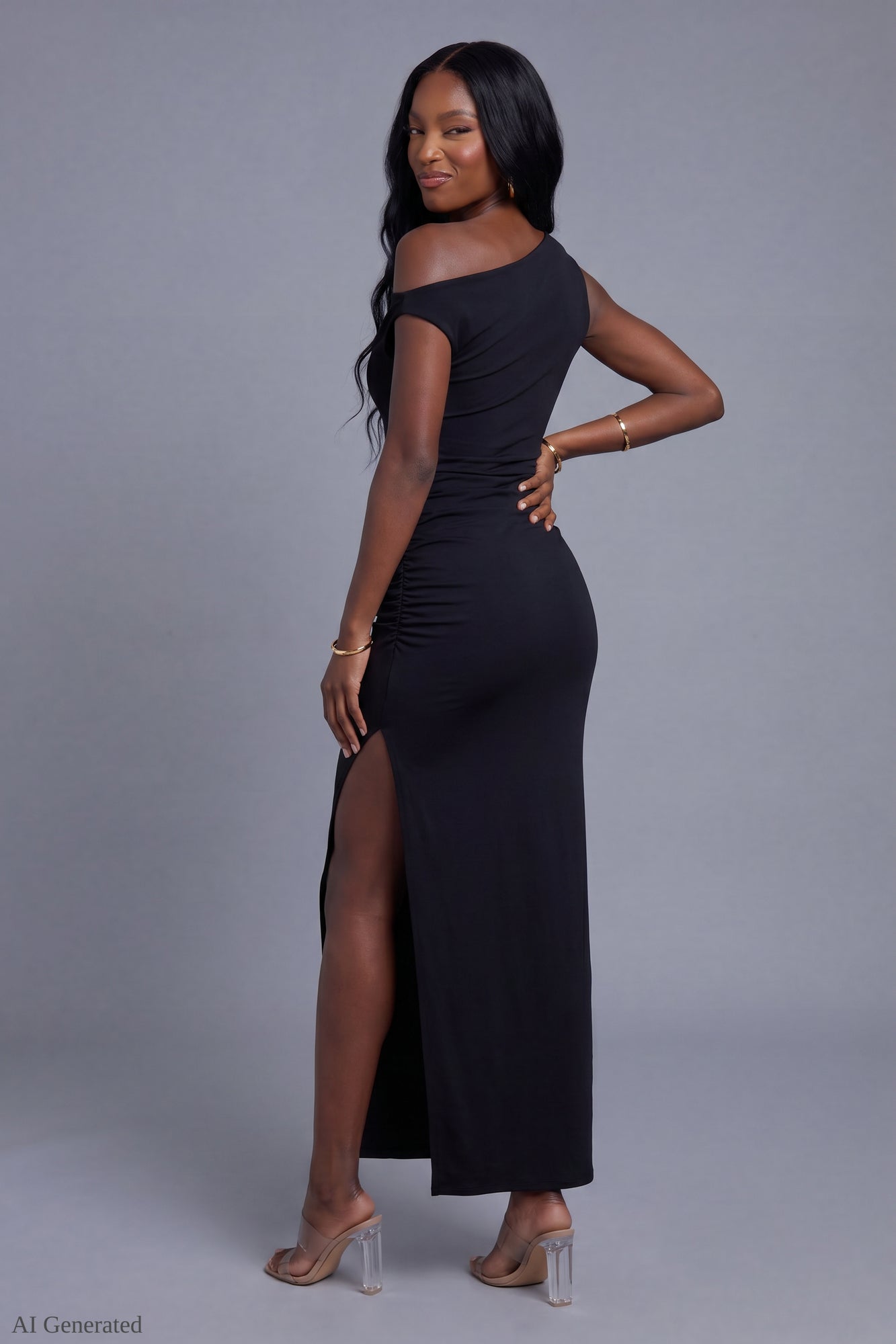 Off Shoulder Ruched Maxi Dress
