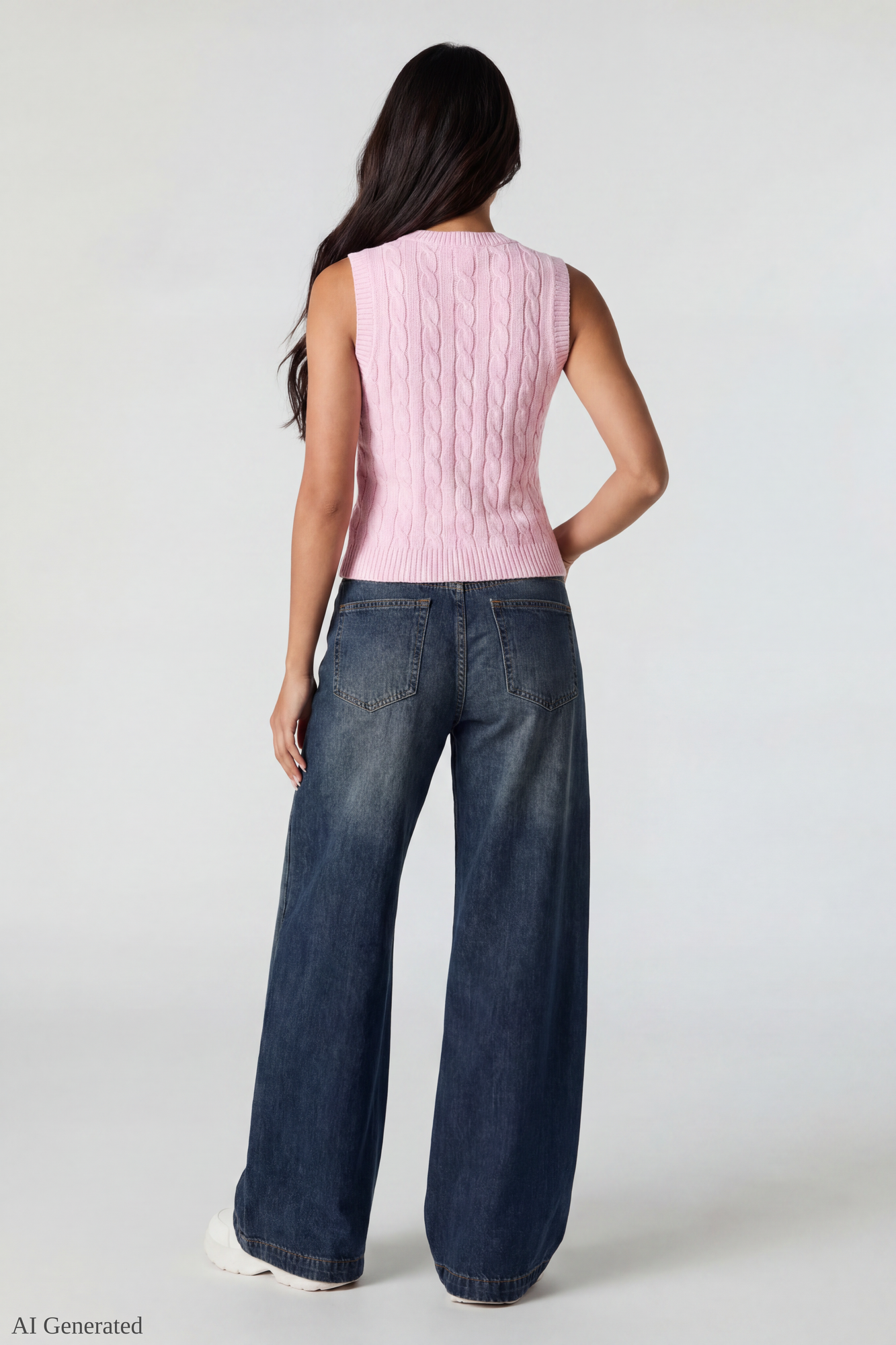 Cable Knit Button-Up Sweater Vest