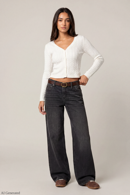 Cable Knit Button-Up Cardigan