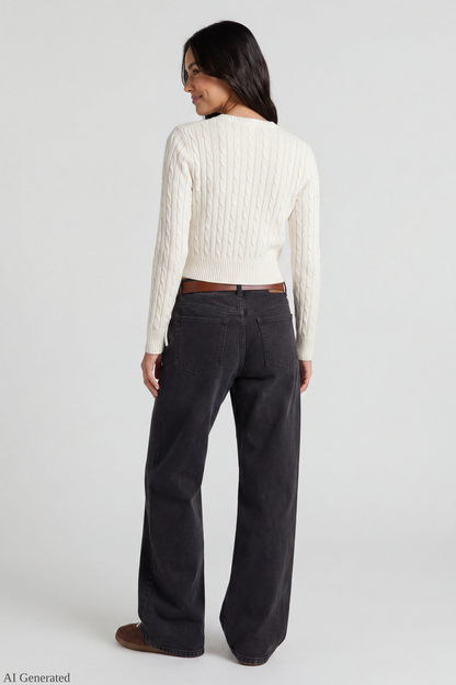 Cable Knit Button-Up Cardigan