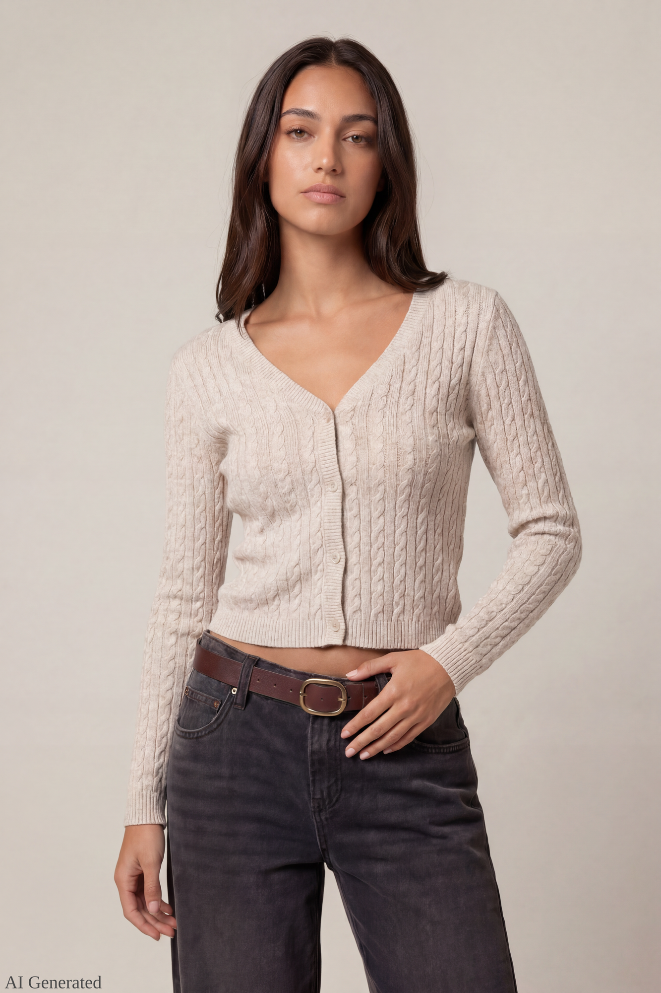 Cable Knit Button-Up Cardigan