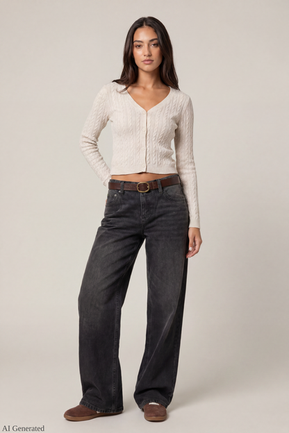 Cable Knit Button-Up Cardigan