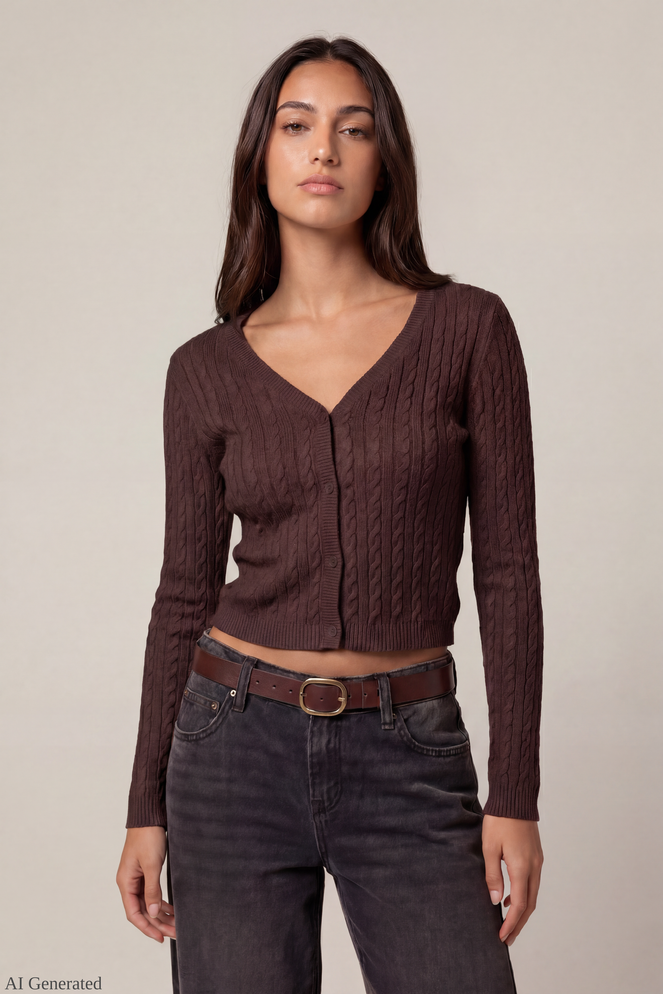 Cable Knit Button-Up Cardigan
