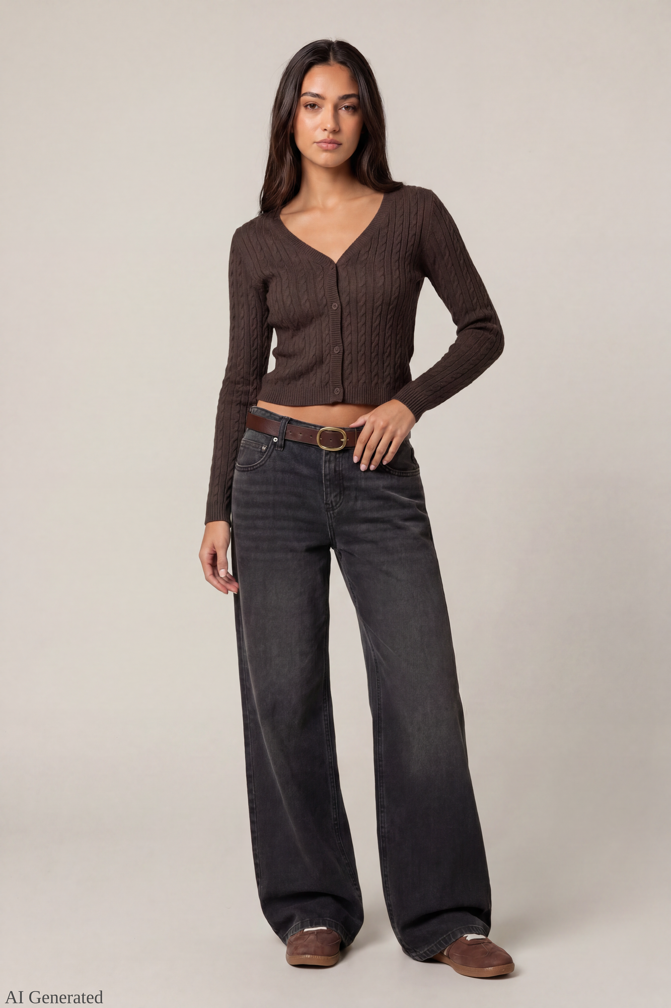 Cable Knit Button-Up Cardigan