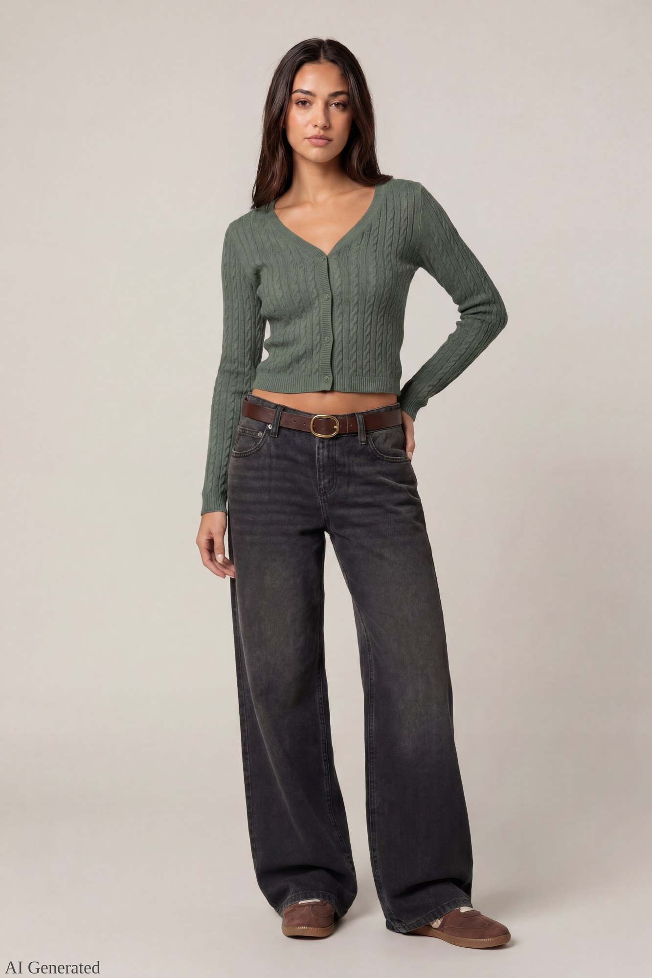 Cable Knit Button-Up Cardigan