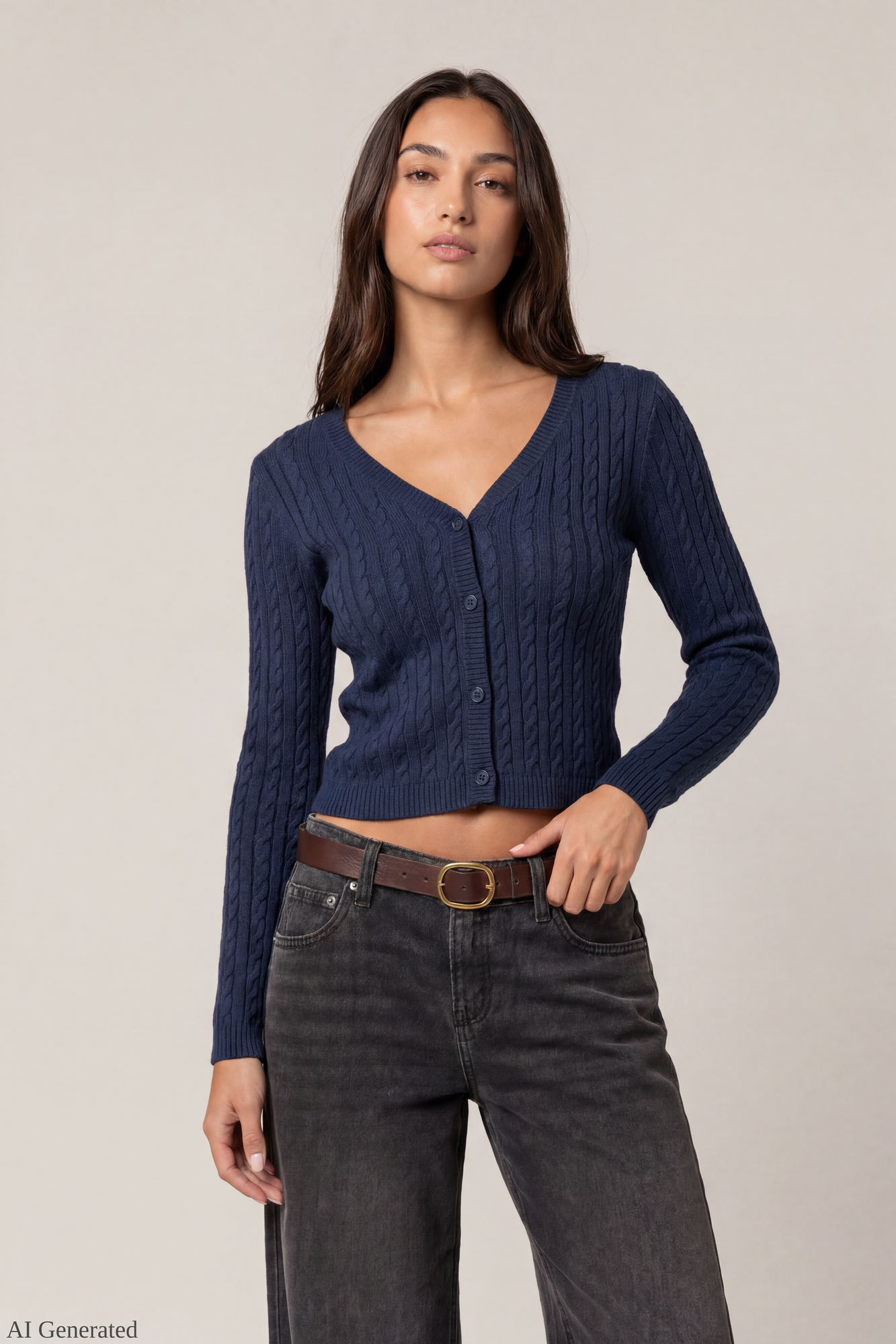 Cable Knit Button-Up Cardigan