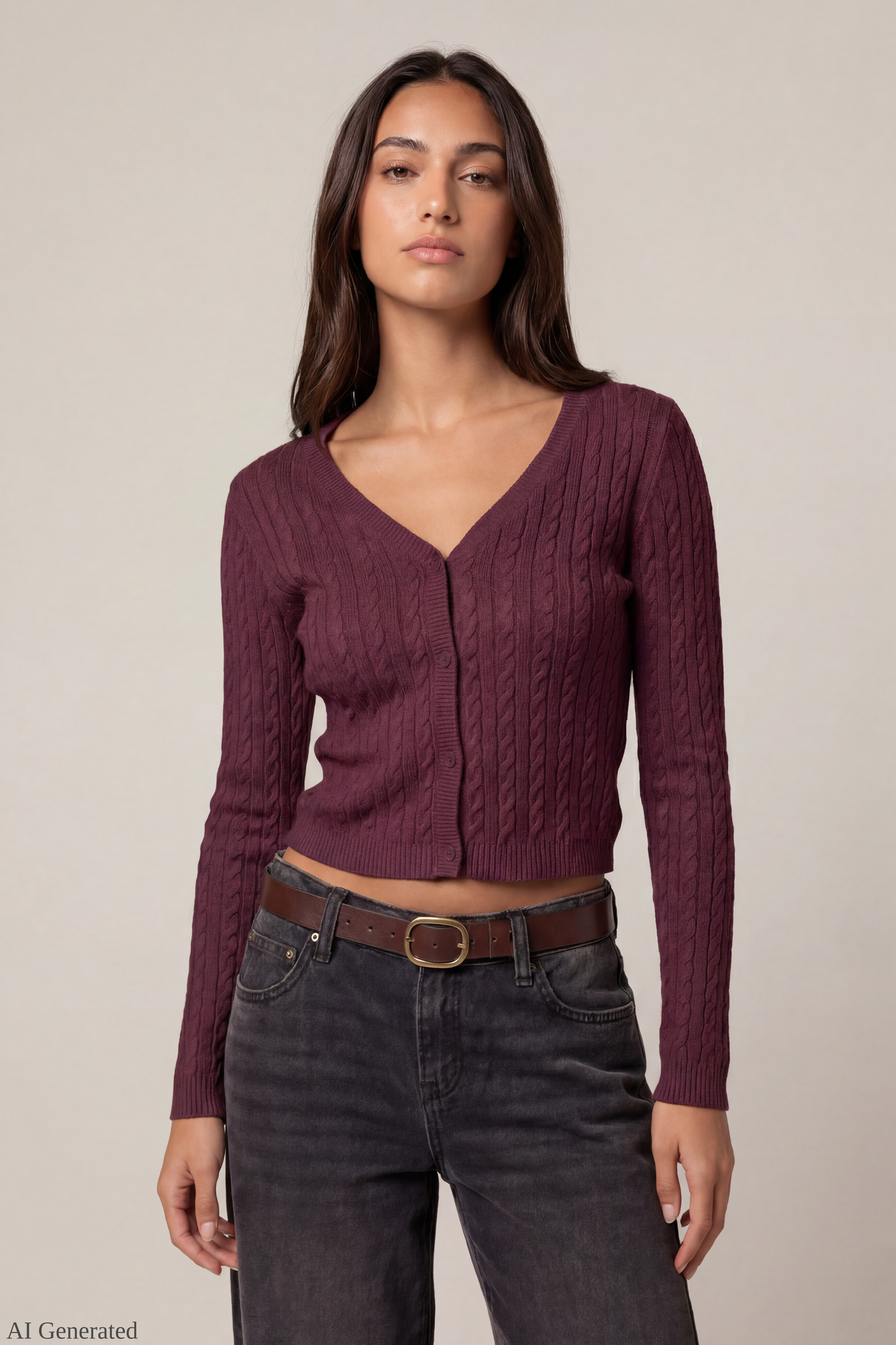 Cable Knit Button-Up Cardigan