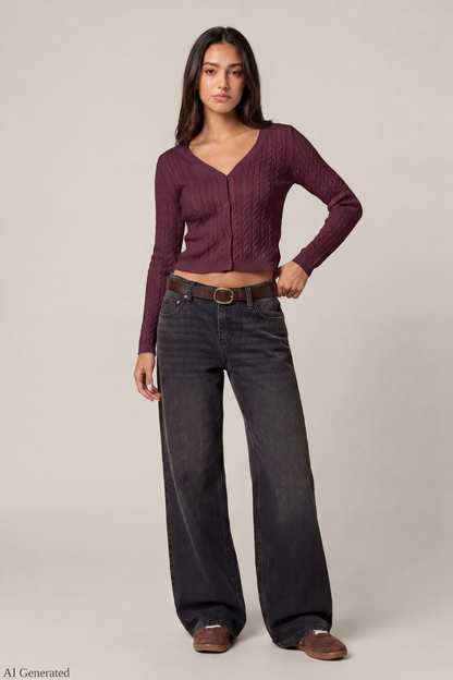 Cable Knit Button-Up Cardigan
