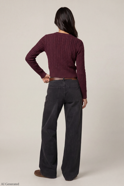 Cable Knit Button-Up Cardigan
