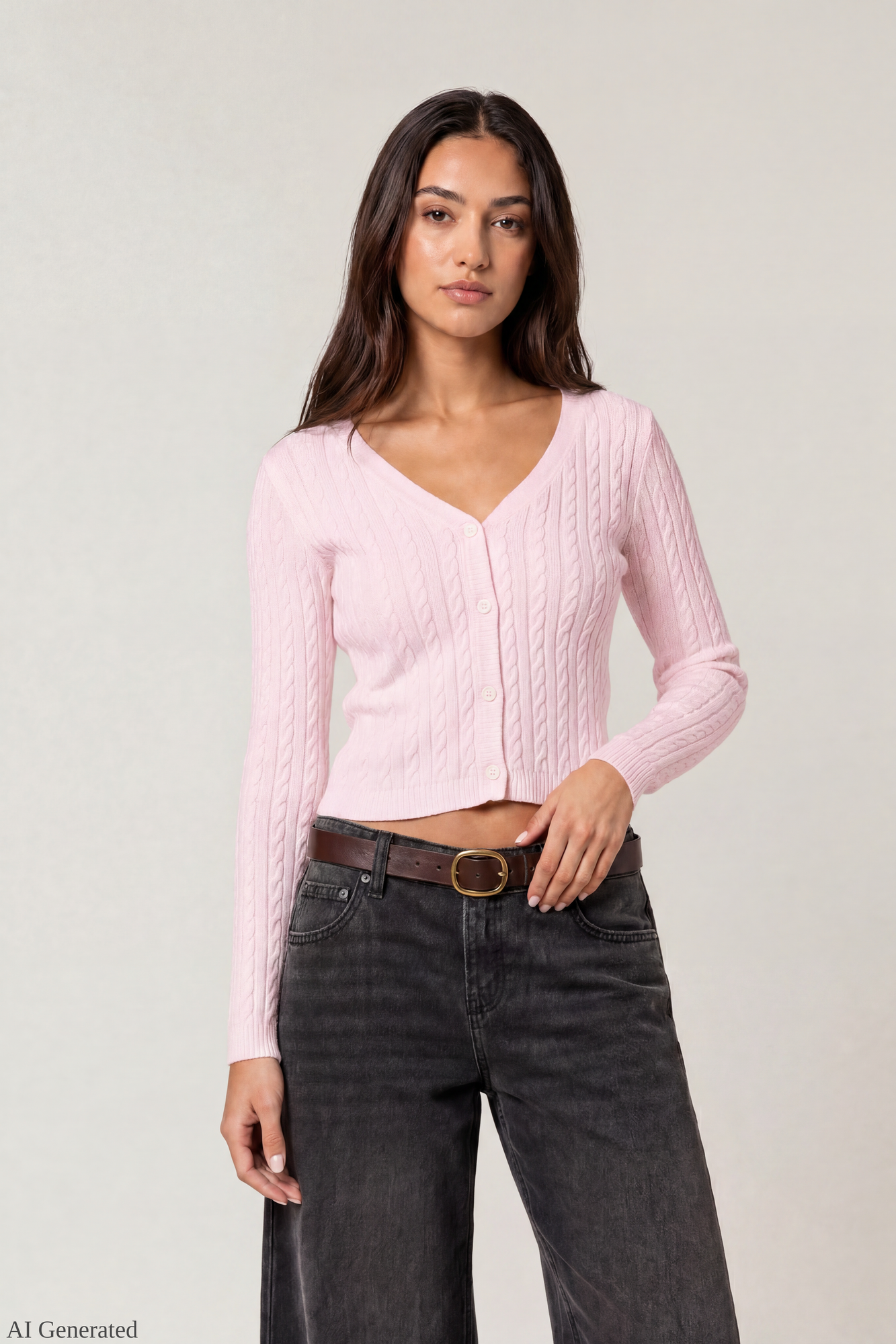 Cable Knit Button-Up Cardigan